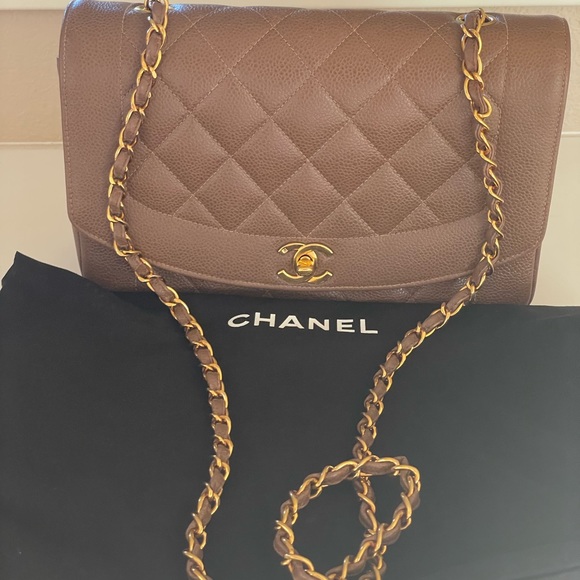 SOLD Chanel Diana Bag Brown Caviar - Picture 11 of 17